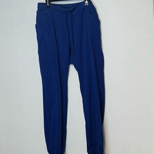 Infinity by Cherokee Straight Leg Scrub Pants Pockets Drawstring Blue XL.